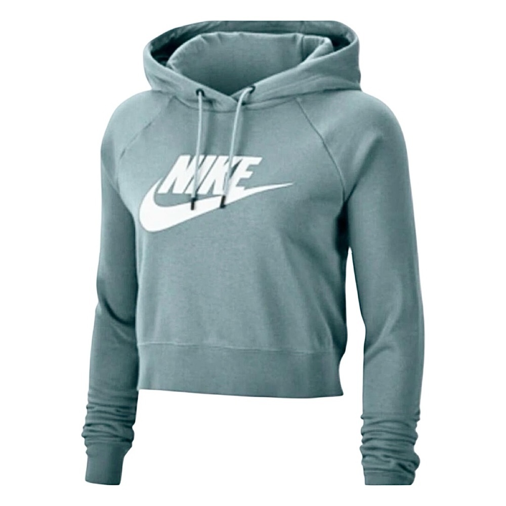 NIKE Essential Cropped Hoodie Ocean Blue Cotton Women’s XL - Picture 2 of 16